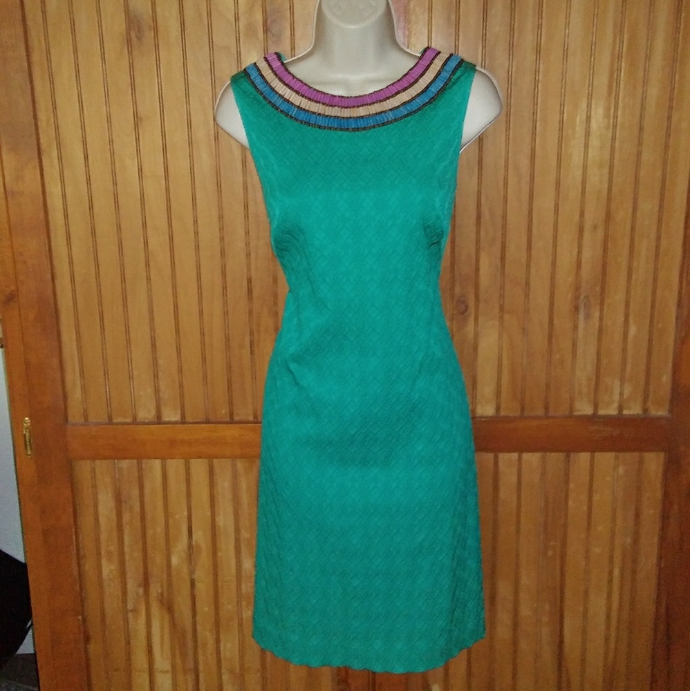 Adriana Papell Turquoise Sheath Dress